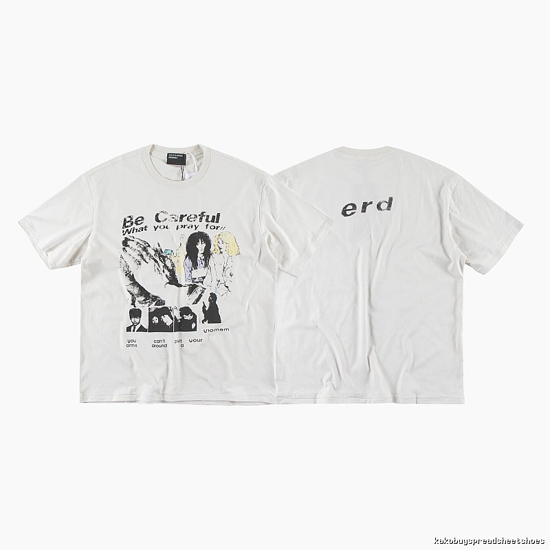 ERD Vintage Portrait Print Off-white Short-sleeved T-Shirt
