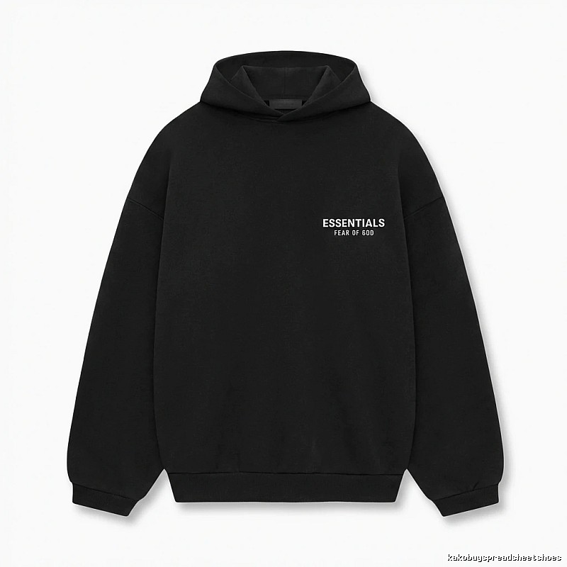 ESSENTIALS minimalist style black hoodie