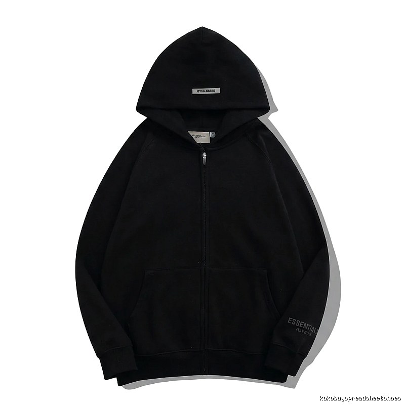ESSENTIALS minimalist style black hoodie