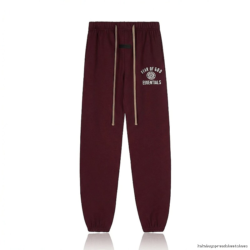 ESSENTIALS Trendy Casual Wine Red Sweatpants