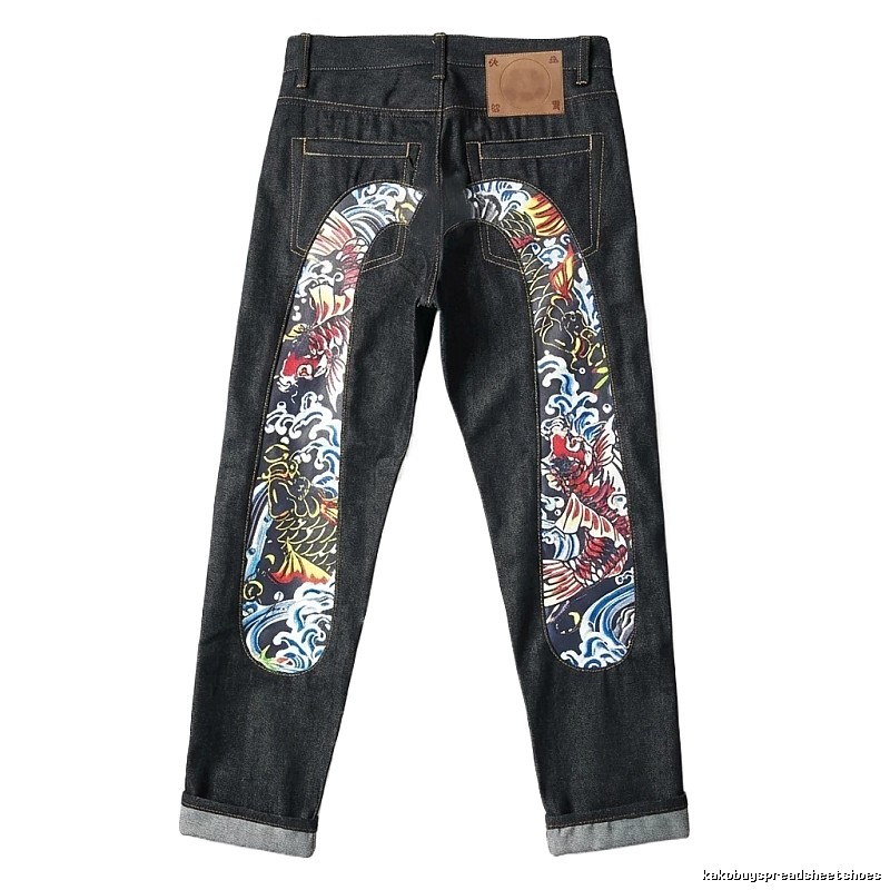 EVISU Koi Carp Trendy Black Jeans