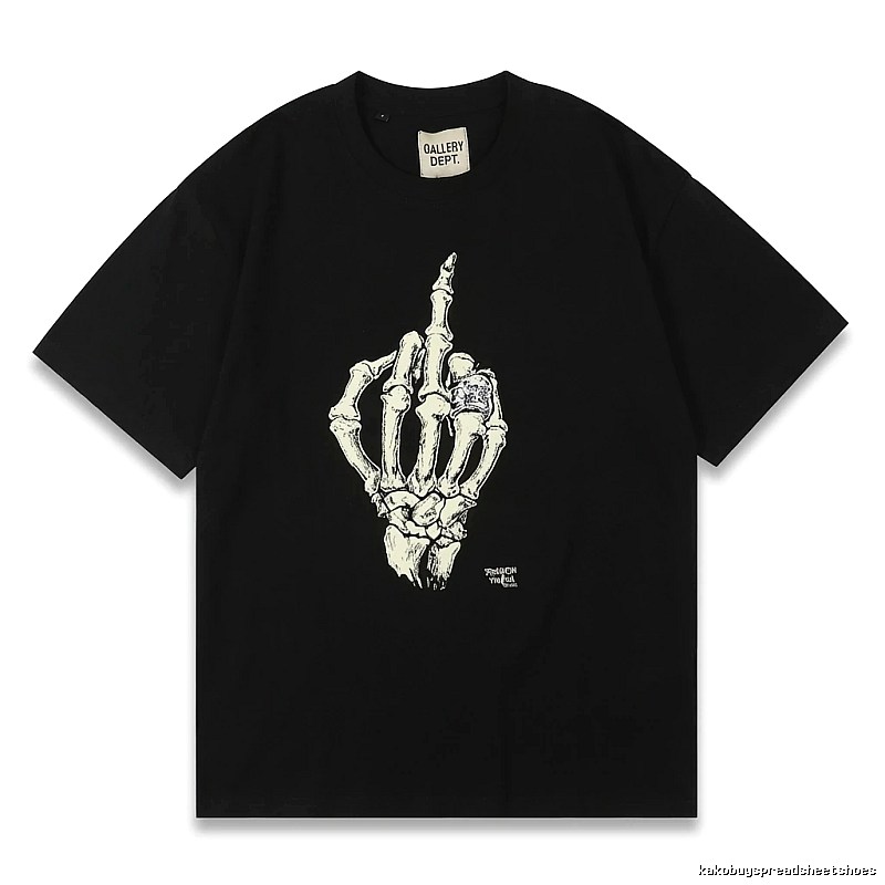 Gallery Dept Skull Print Trendy Cool Black T-shirt