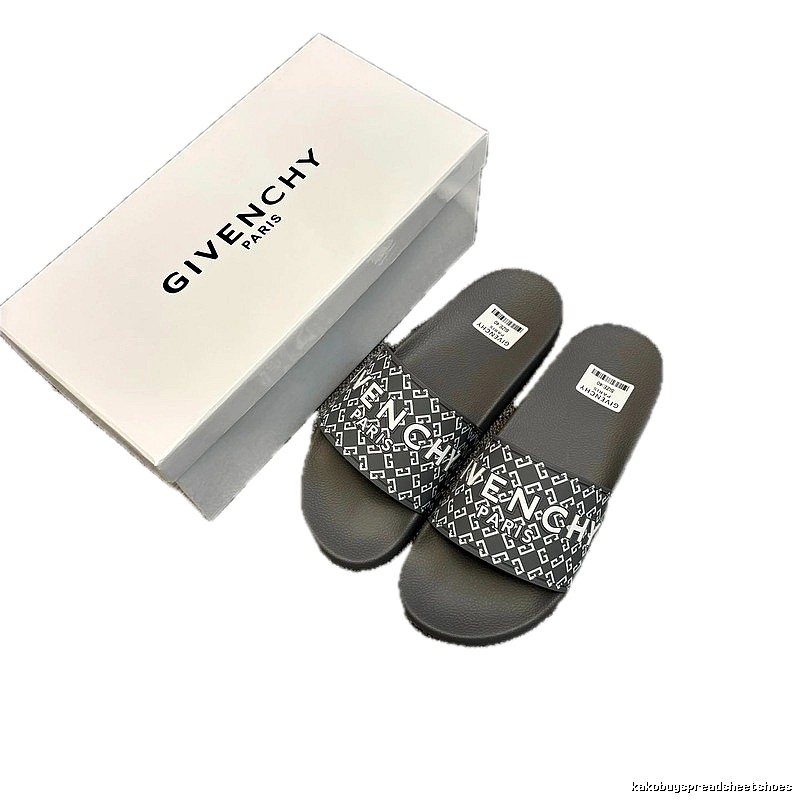 Givenchy All-Over Monogram Streetwear Style Dark Gray Slides