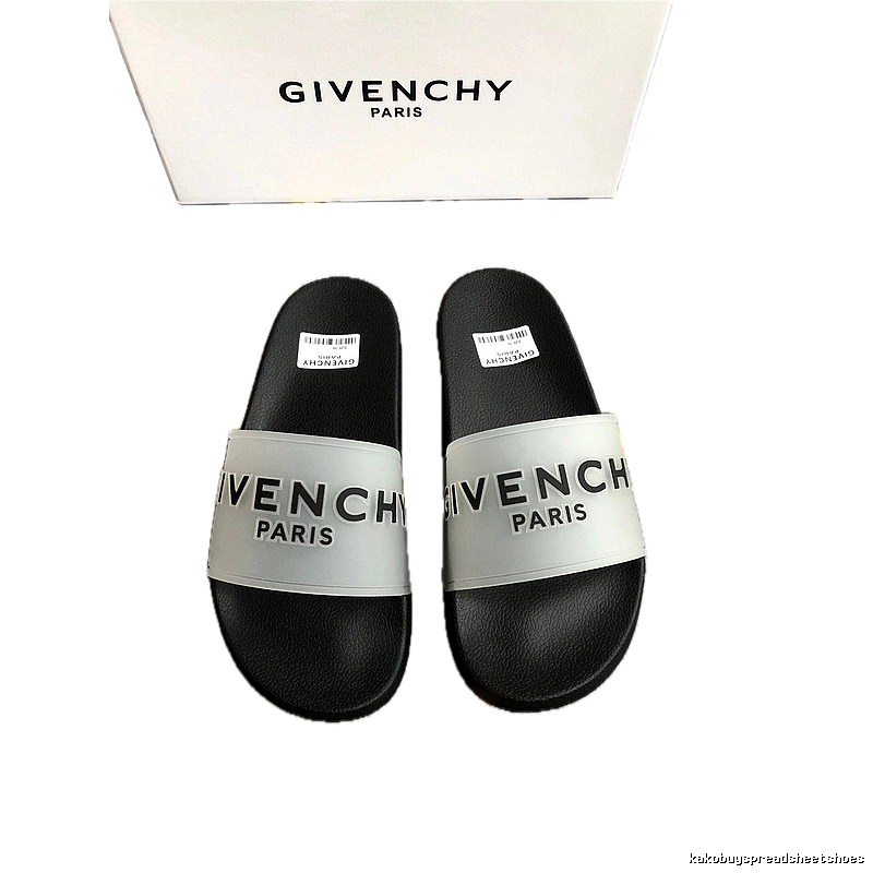 Givenchy Minimalist Letter Black-Grey Spliced Slide Sandals