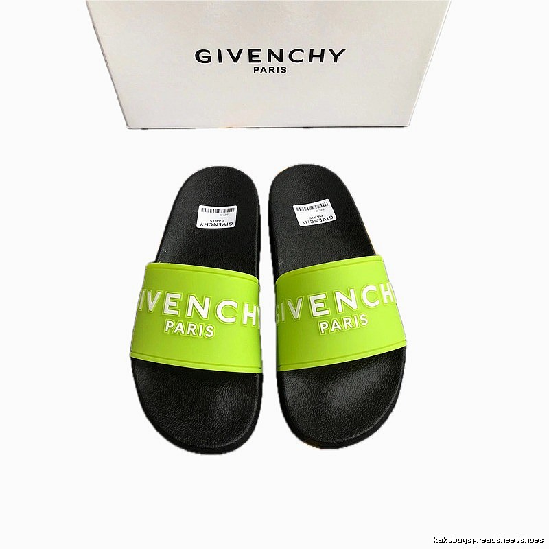 Givenchy Trendy Letter Print Fluorescent Green Slide Slippers