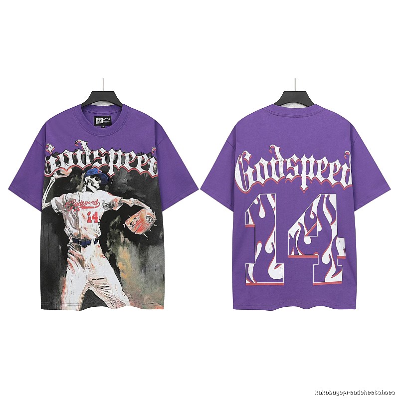 Godspeed Baseball Skull Street Style Purple T-shirt