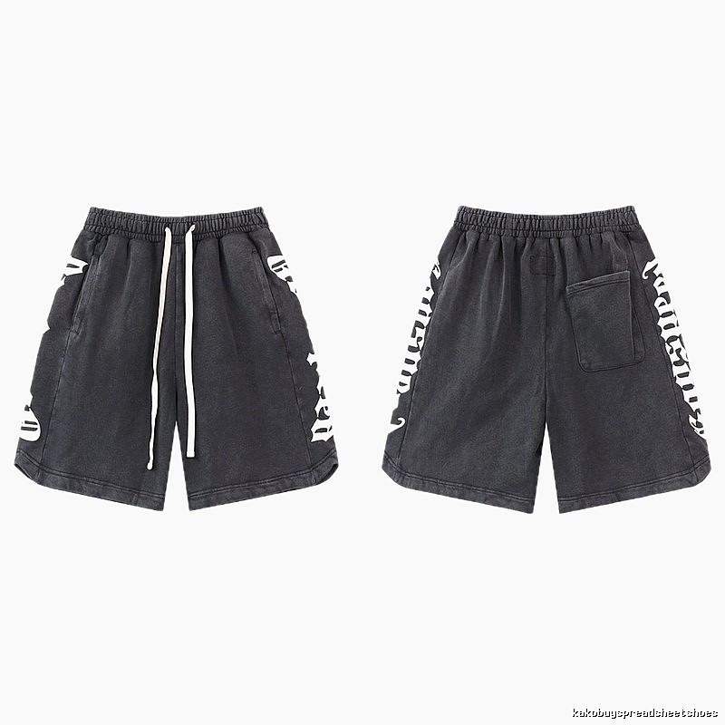 Godspeed Gothic Print Street Style Charcoal Black Shorts