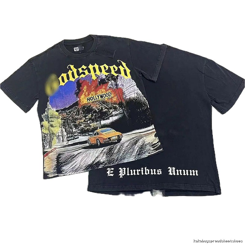 Godspeed Hollywood Print Vintage Black T-Shirt