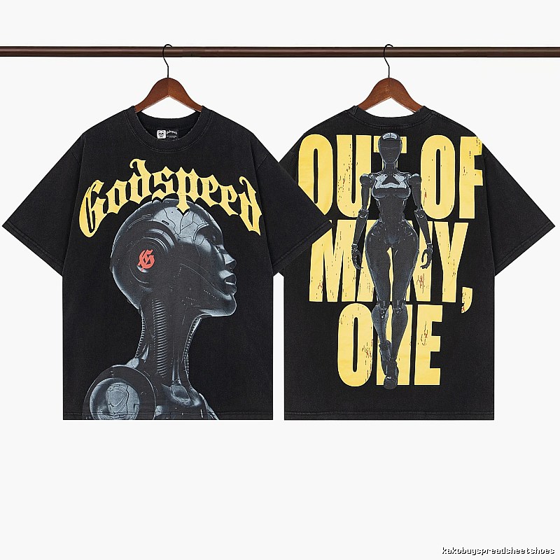 Godspeed Mechanical Print Street Style Black T-Shirt