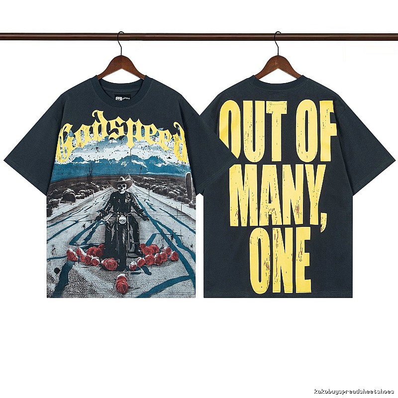 Godspeed Print Biker Style Dark Gray T-Shirt