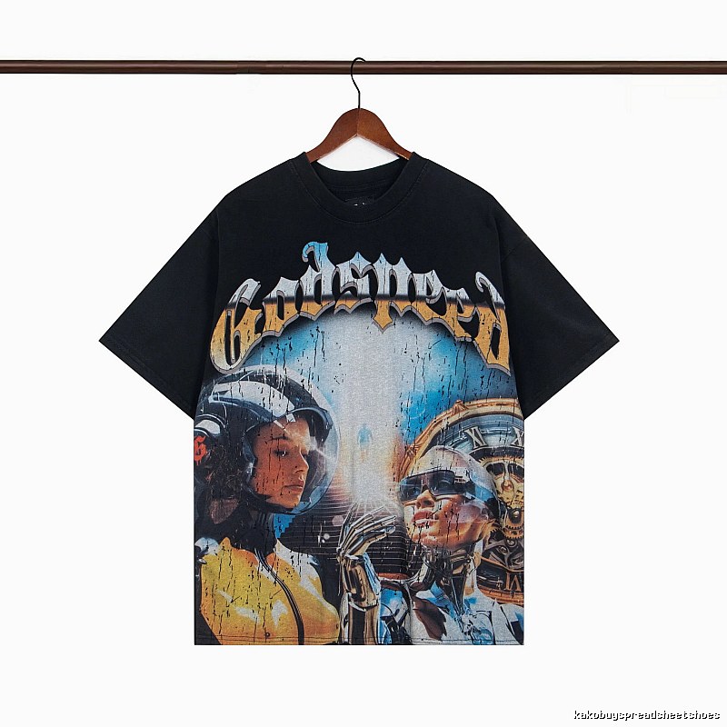 Godspeed Print Cyber Style Black T-shirt
