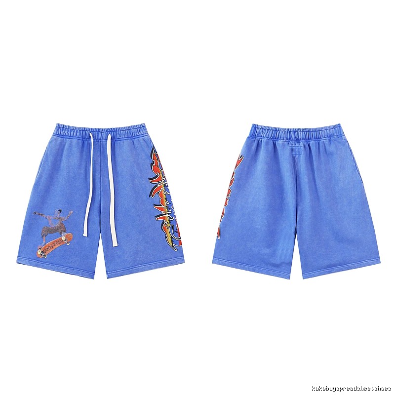 Godspeed Skate Print Street Style Blue Shorts