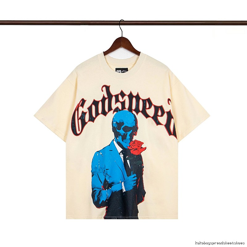 Godspeed Skull Print Street Style Beige T-shirt