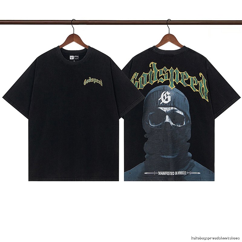 Godspeed Skull Print Street Style Black T-Shirt