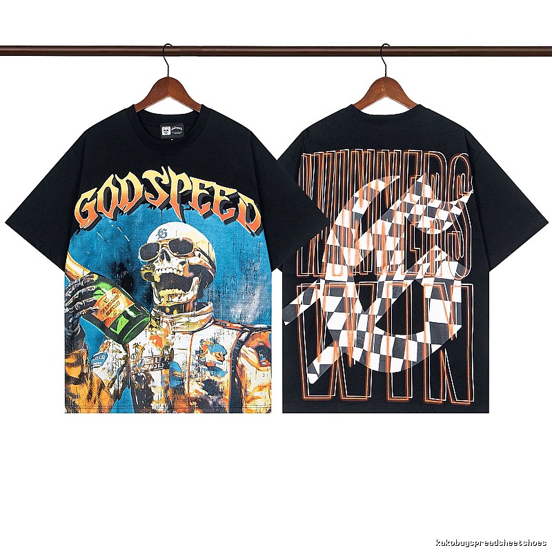 Godspeed Skull Print Street Style Black T-Shirt