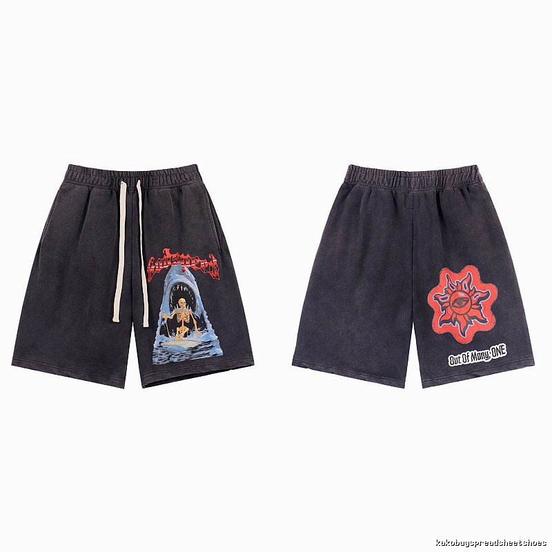 Godspeed Skull Print Trendy Cool Charcoal Gray Shorts