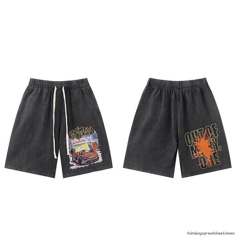 Godspeed Supercar Print Street Style Charcoal Gray Shorts