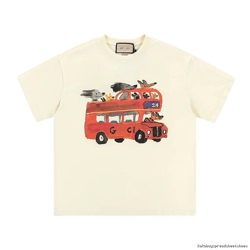Gucci Bus Print Whimsical Style Off-white T-Shirt