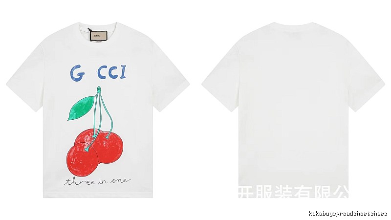Gucci Cherry Print Casual Style White T-Shirt