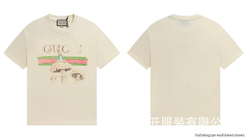 Gucci Co-branded Retro Style Off-white Printed T-Shirt