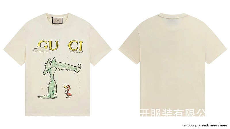 Gucci Crocodile Print Childlike Off-white T-Shirt