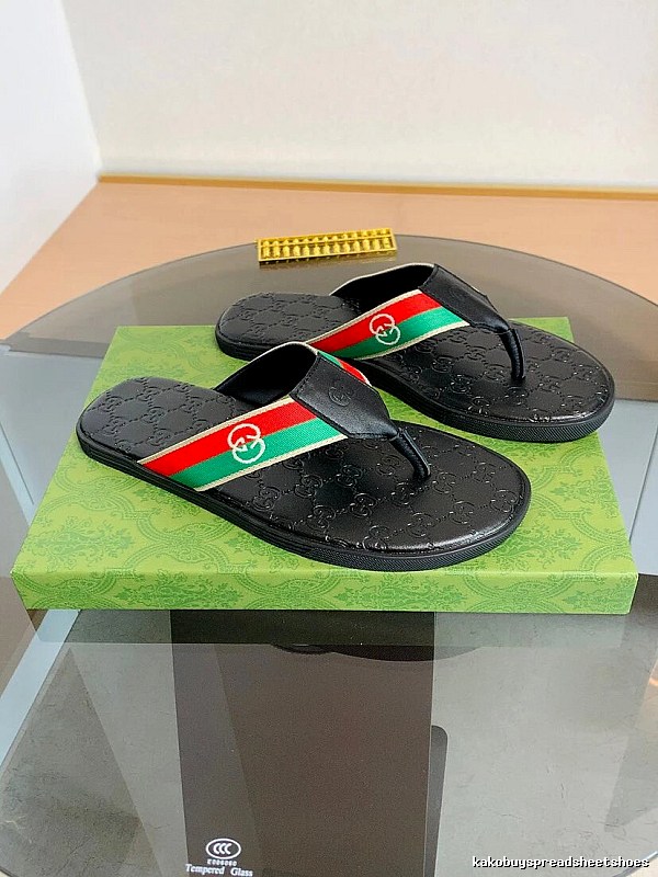 Gucci Double G Classic Casual Style Black Flip Flops