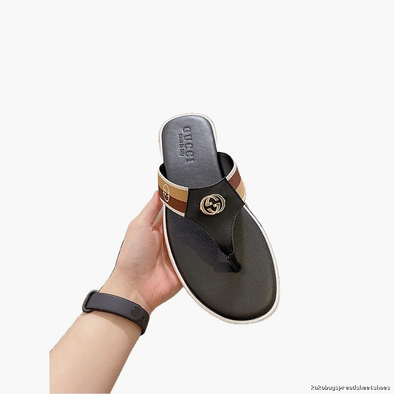 Gucci Double G Webbing Vintage Style Black Flip-Flops