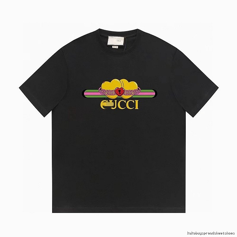 Gucci Heart Print Trendy Black Short-sleeved T-shirt