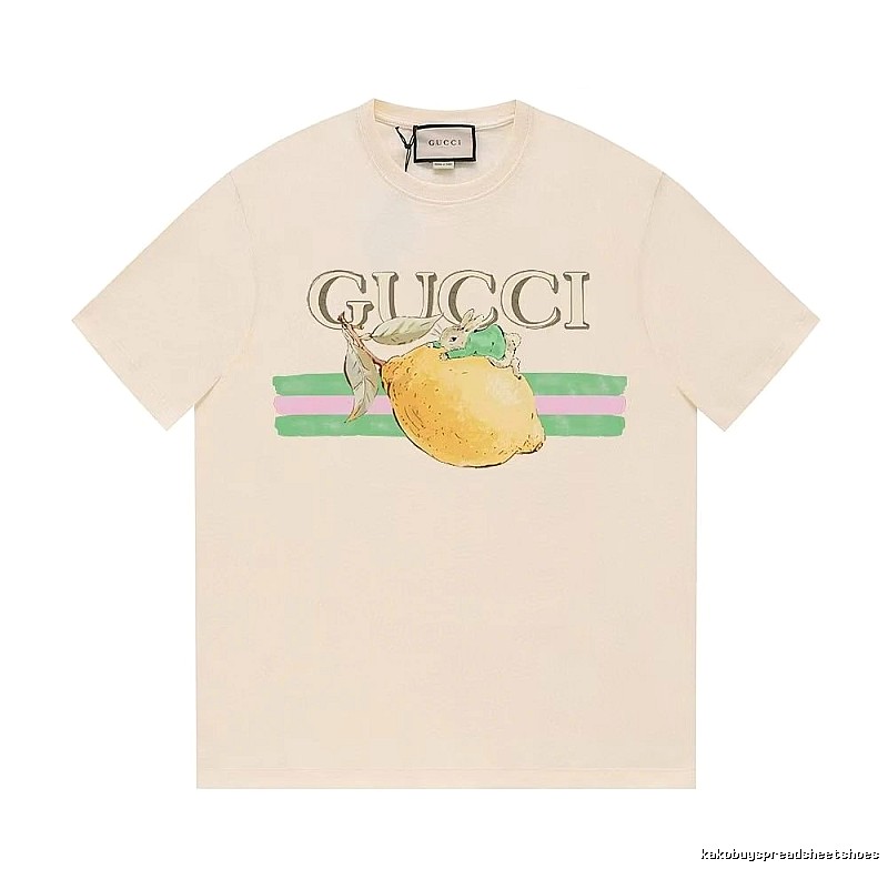 Gucci Lemon Print Casual Style Off-white Short-sleeve T-shirt