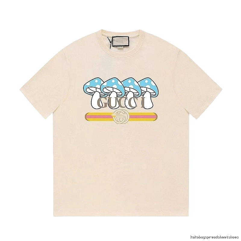 Gucci Mushroom Print Casual Style Off-white T-shirt