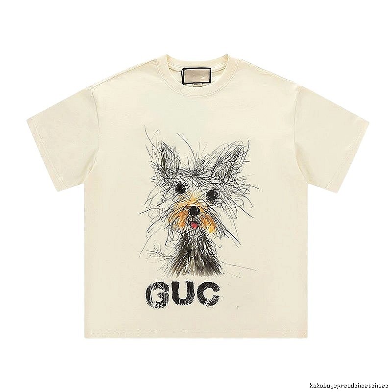 Gucci Puppy Graffiti Casual Style Off-white T-shirt