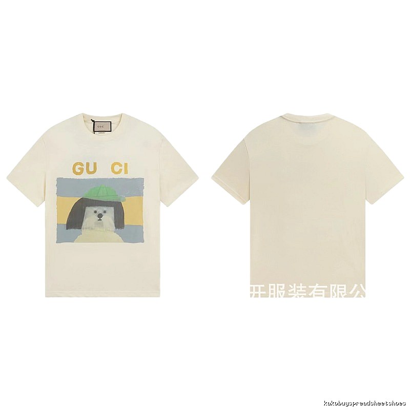 Gucci Puppy Print Casual Style Off-white T-shirt