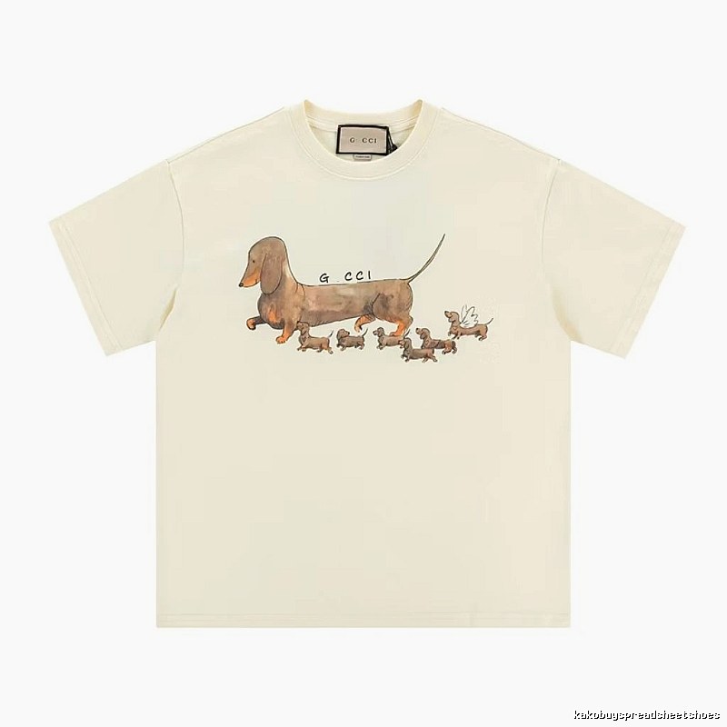 Gucci Sausage Print Casual Style Off-white T-shirt