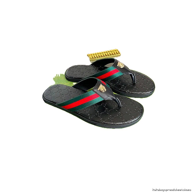 Gucci Tiger Head Webbing Light Luxury Style Black Flip-Flops