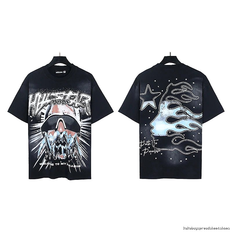 Hellstar Flame Print Street Style Black T-Shirt
