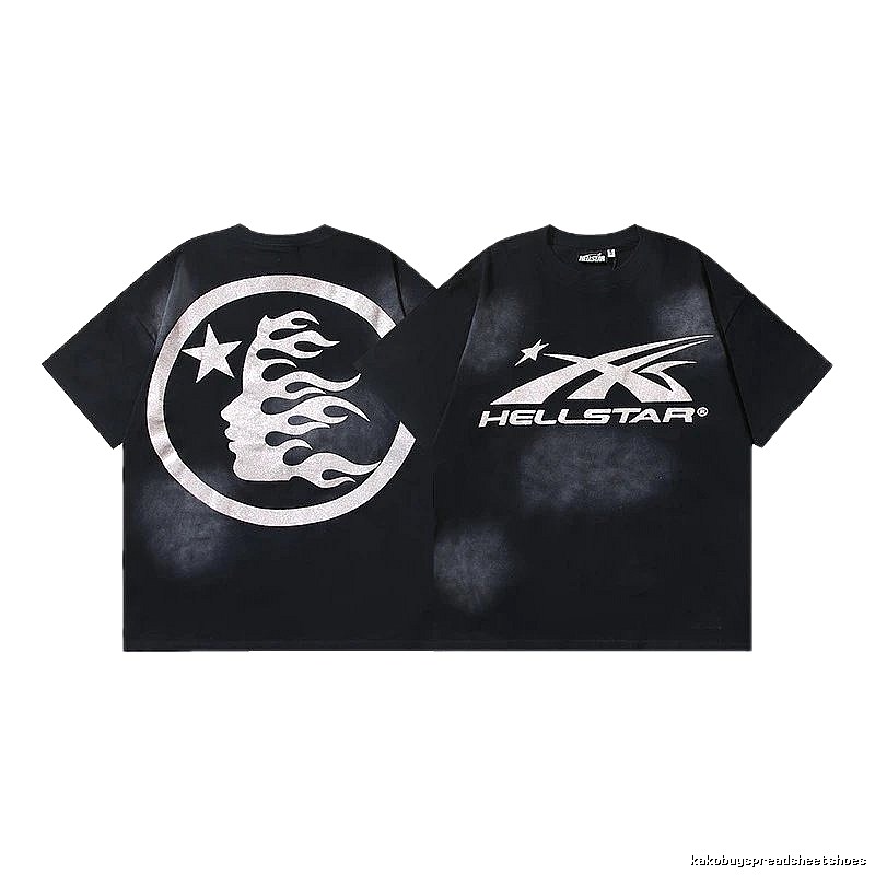 Hellstar Flame Print Street Style Black T-Shirt