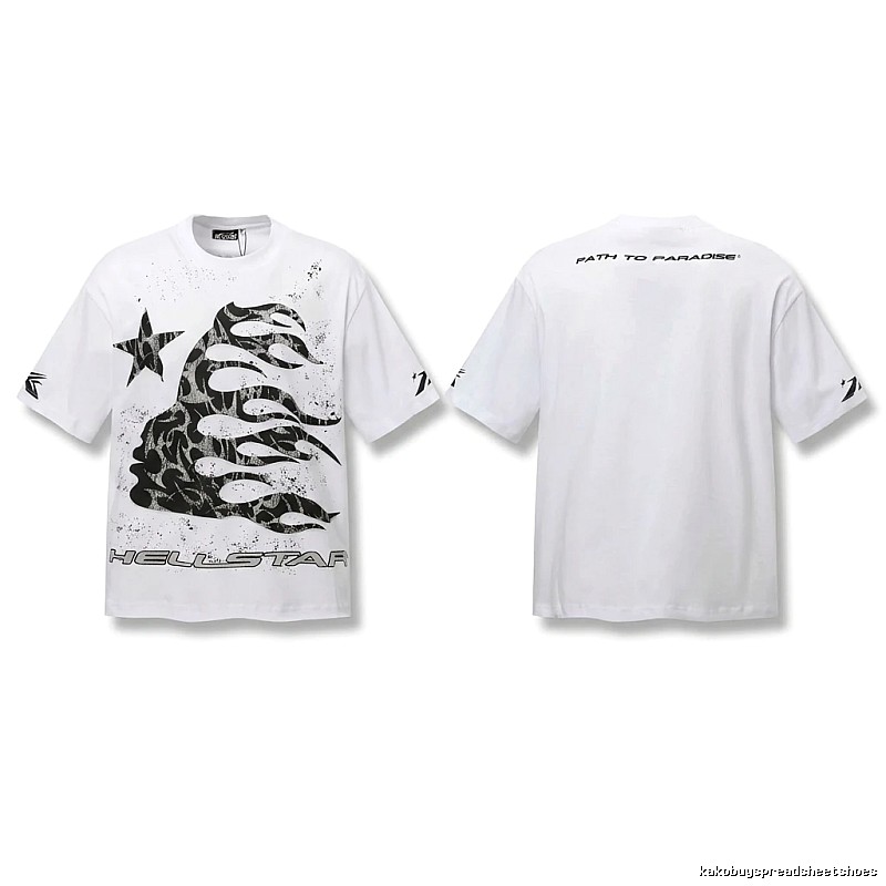Hellstar Flame Print Style White T-shirt