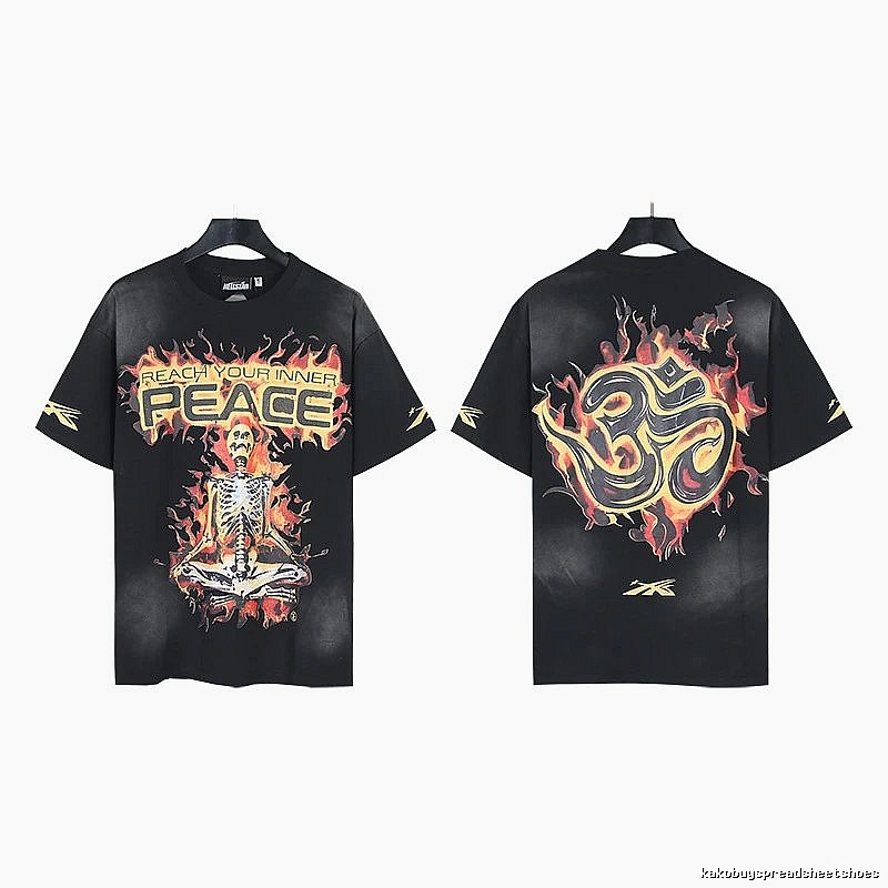 Hellstar Flame Skull Street Style Black T-shirt