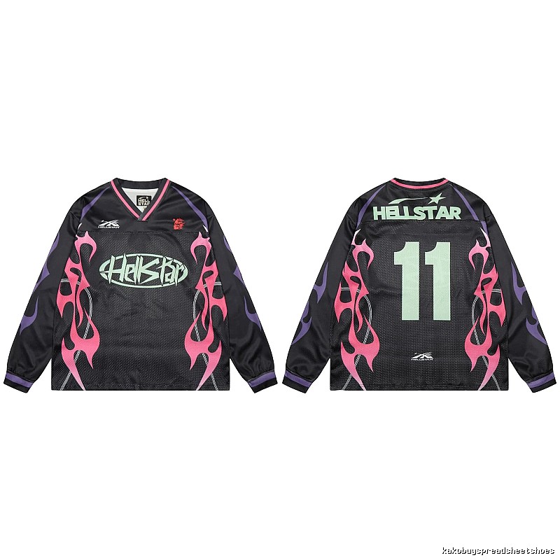 Hellstar Flame Street Style Black and Pink Jersey