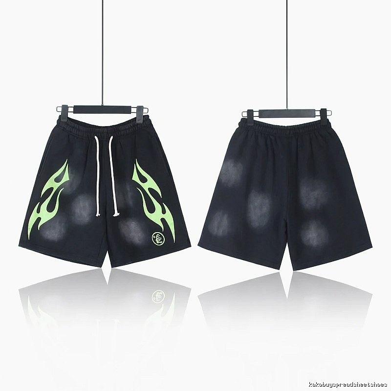 Hellstar Flame Wind Black Shorts