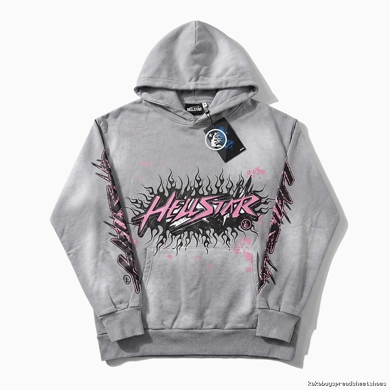 Hellstar Flame Wind Grey Hoodie