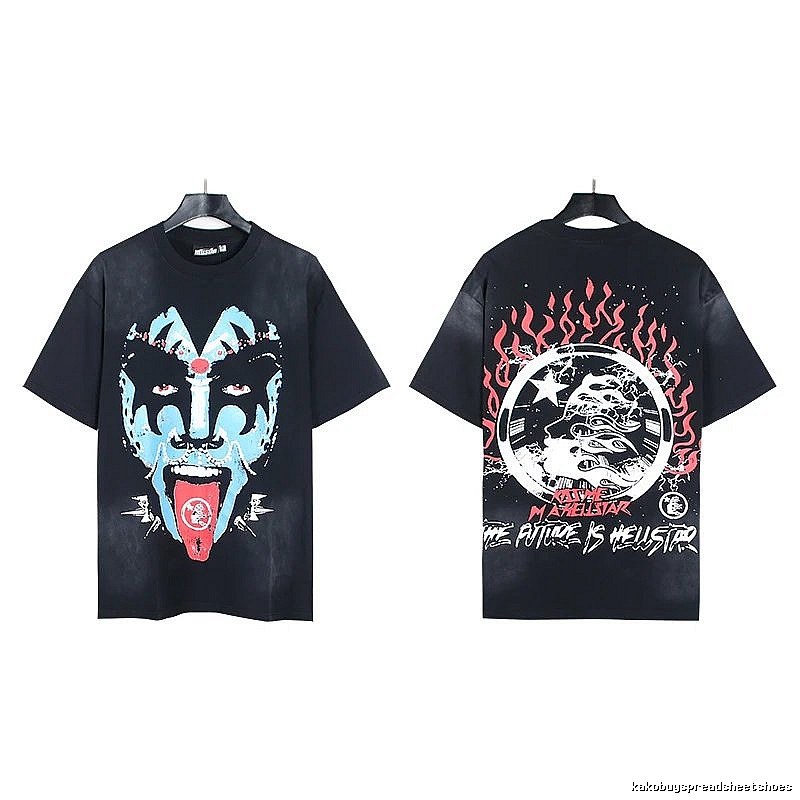 Hellstar Grimace Print Street Style Black Short-sleeve T-shirt
