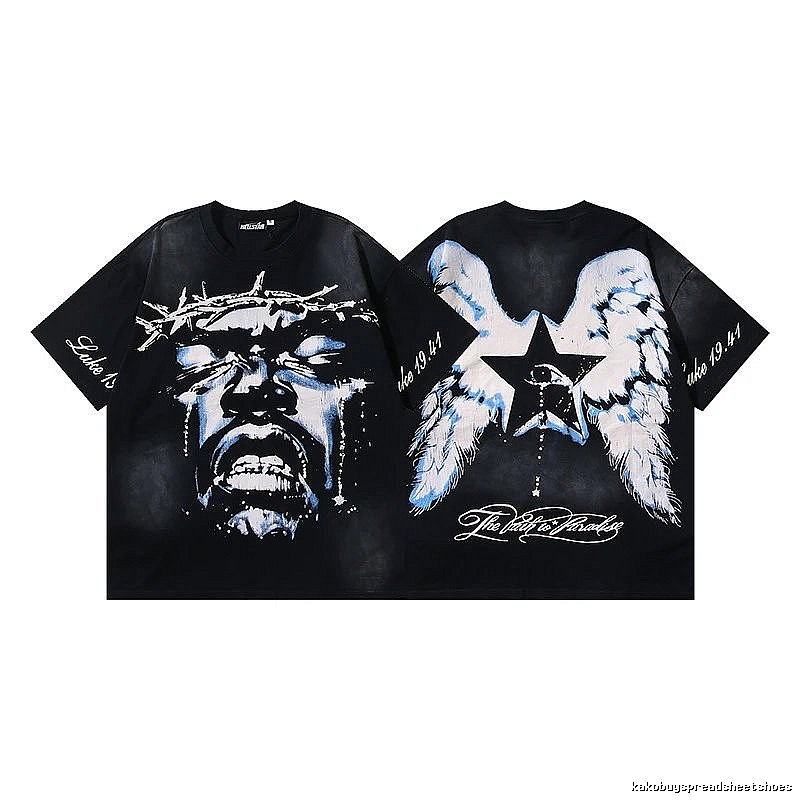 Hellstar Jesus Print Street Style Black T-shirt