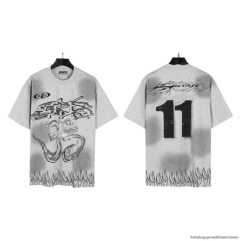 Hellstar No.11 Flame Street Style Gray T-Shirt