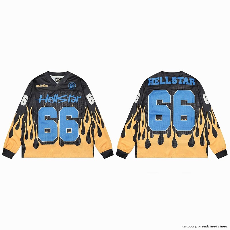 Hellstar No.66 Flame Street Style Black and Yellow Jersey