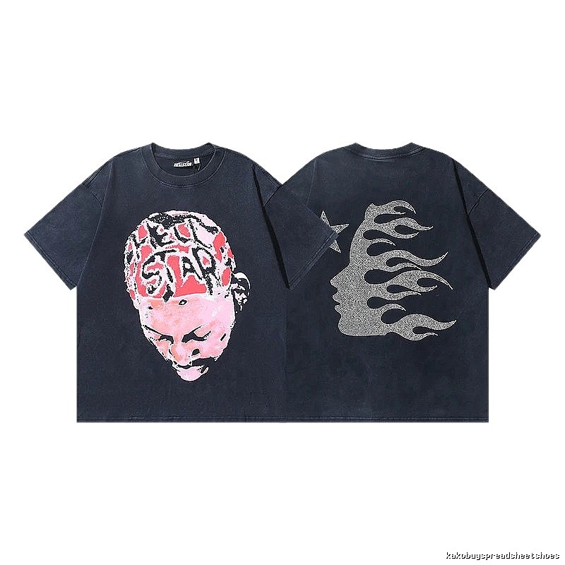 Hellstar Portrait Flame Street Style Black T-Shirt