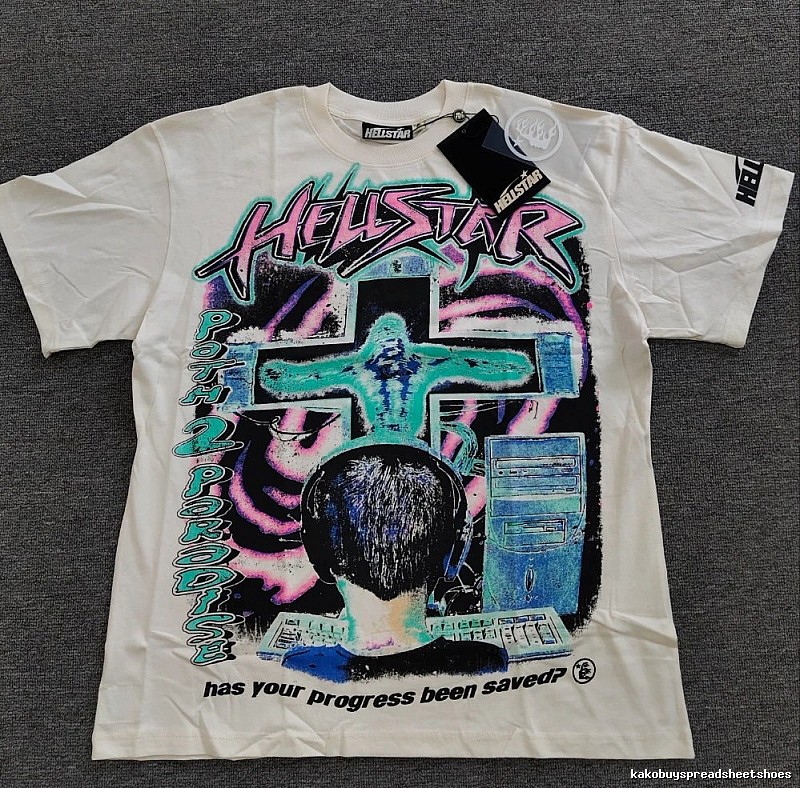 Hellstar Printed Y2K Street Style Off-white Short-sleeve T-shirt