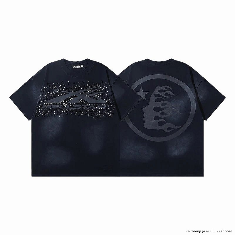 Hellstar Rhinestone Embellished Street Style Black Short Sleeve T-shirt