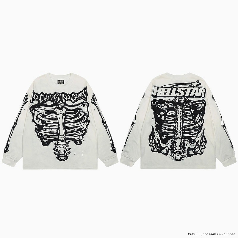 Hellstar Skull Print Dark Style Off-white Long Sleeve T-Shirt