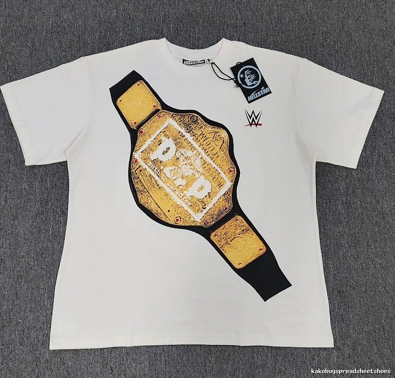 Hellstar WWE Gold Belt Street Style Off-White T-Shirt